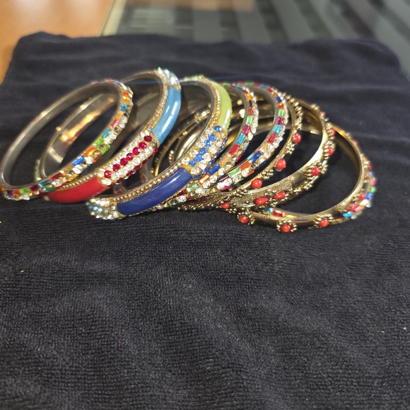 Colorful Gold-Tone Bangle Set - Picture 2 of 2